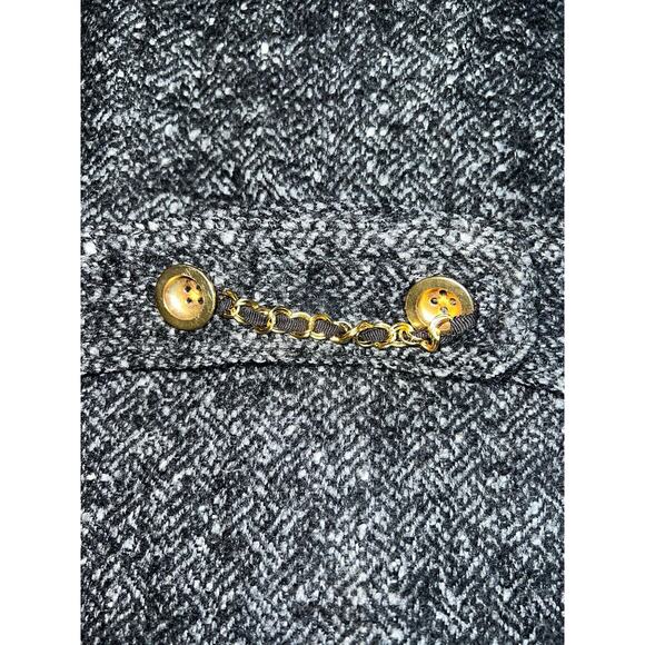 Juicy Couture Coat Size 4 Black 100% Wool Tweed Mid-Length Gold Buttons Classic - Picture 14 of 16